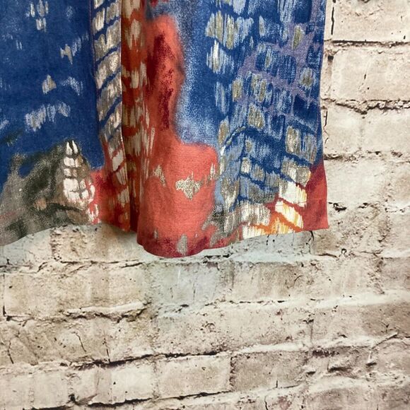 c.l.o.t.h.e.s. Tunic Top Womens Small Linen Watercolor Mandarin Collar Boho - Picture 10 of 13